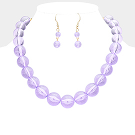 Lucite Ball Collar Bib Necklace