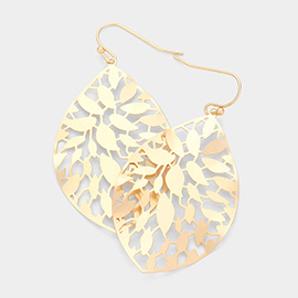 Petal Filigree Brass Metal Dangle Earrings