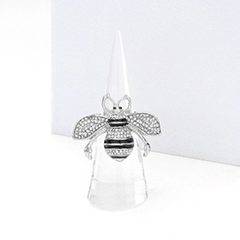 Rhinestone Embellished Honey Bee Stretch Ring