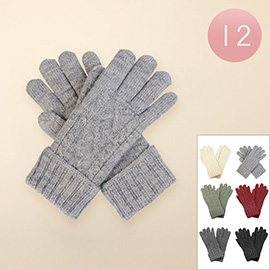12Pairs - Soft Knit Fur Lining Gloves