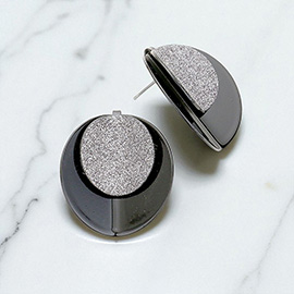 Layered Shimmering Fold Round Disc Stud Earrings