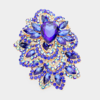 Crystal Pave Leaf Cluster Brooch