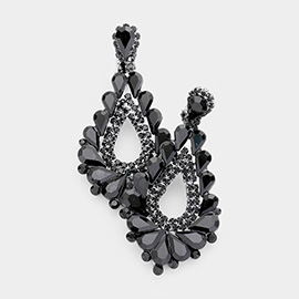 Crystal Rhinestone Teardrop Clip On Earrings