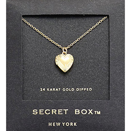 SECRET BOX_14K Gold Dipped Heart Locket Pendant Necklace