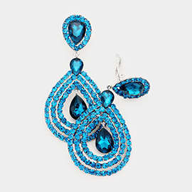 Crystal Pave Trimmed Teardrop Clip On Earrings