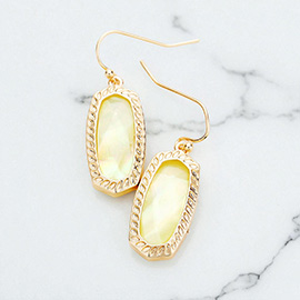 Hexagon Stone Dangle Earrings