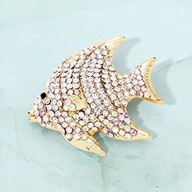 Rhinestone Pave Tropical Fish Pin Brooch