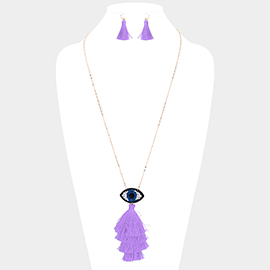 Evil Eye Tassel Long Necklace