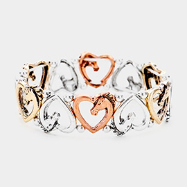 Heart Detailed Metal Stretch Bracelet