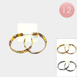 12PCS - Abstract Pattern Resin Hoop Earrings