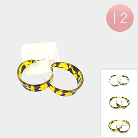 12PCS - Abstract Pattern Resin Hoop Earrings