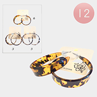 12PCS - Leopard Celluloid Acetate Hoop Earrings