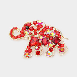 Jeweled Elephant Pin Brooch