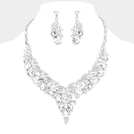 Teardrop Glass Crystal Vine Collar Evening Necklace 