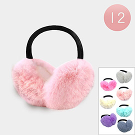 12PCS - Foldable Solid Faux Furry Fur Earmuffs