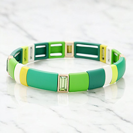 Glass Crystal Lego Color Block Stretch Bracelet 