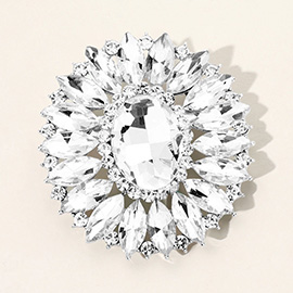 Marquise Crystal Statement Flower Pin Brooch