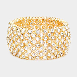 Round Rhinestone Crystal Evening Stretch Bracelet
