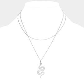 Snake Metal Pendant Layered Necklace 