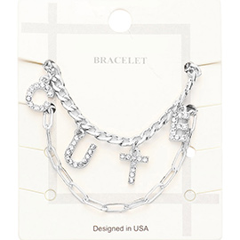 2PCS - CUTE Rhinestone Embellished Metal Chain Bracelets