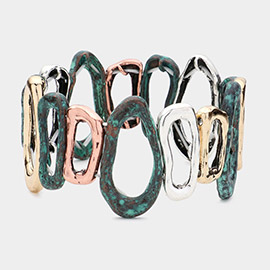 Irregular Circle Burnished Metal Stretch Bracelet