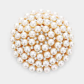 Pearl Cluster Round Pin Brooch