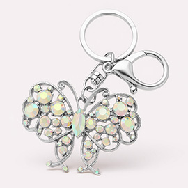 Marquise Round Crystal Butterfly Keychain Bag Charm