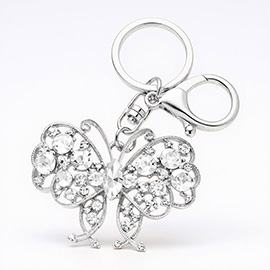 Marquise Round Crystal Butterfly Keychain Bag Charm