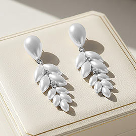 Teardrop Marquise Pearl Drop Evening Earrings