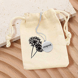 RESPECT Engraved Disc Pendant Necklace Gift Bag Set