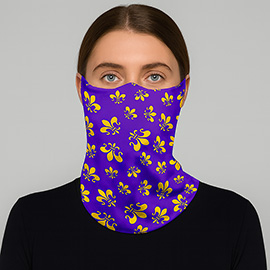 Fleur de Lis Print Seamless Face Tube Mask / Scarf