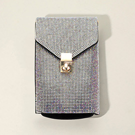 Bling Studded Rectangle Flap Crossbody Cellphone Bag