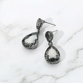 Glass Crystal Teardrop Dangle Earrings
