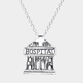 Antique Metal Hospital Pendant Necklace