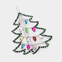 Colorful Teardrop Stone Christmas Tree Barrette