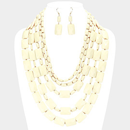 Multi Strand Resin Rectangle Bead Necklace