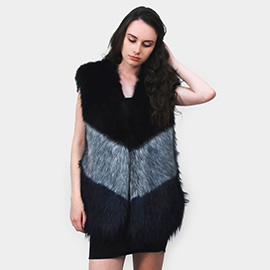 Color Block Faux Fur Vest