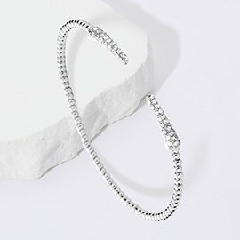 Rhinestone Embellished Detail Metal Ball Cuff Bracelet