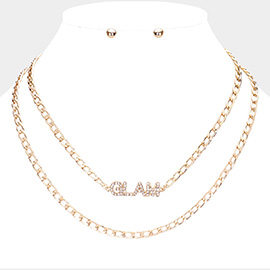 2PCS - GLAM Rhinestone Embellished Pendant Message Necklaces