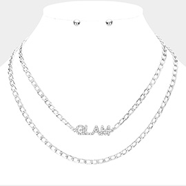 2PCS - GLAM Rhinestone Embellished Pendant Message Necklaces