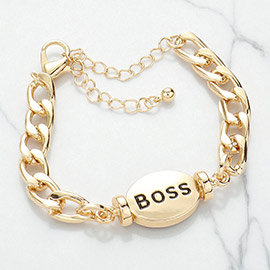BOSS Metal Oval Message Charm Bracelet