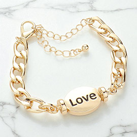 LOVE Metal Oval Message Charm Bracelet