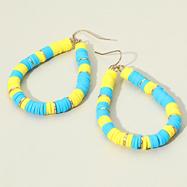 Heishi Beaded Open Teardrop Dangle Earrings