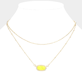 Marbled Hexagon Pendant Double Layered Necklace