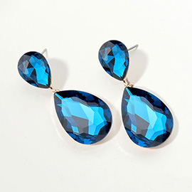 Glass Crystal Teardrop Evening Earrings