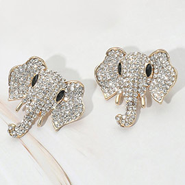 Stone Embellished Elephant Earrings