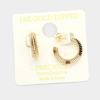 14K Gold Dipped Textured Metal Half Hoop Earrings