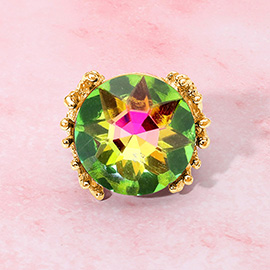 Metal Twig Detailed Round Stone Stretch Ring