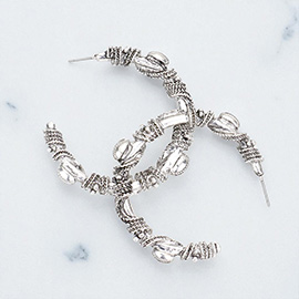 Vintage Antique Metal Half Hoop Earrings