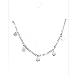 Brass Metal Disc Pendant Station Necklace